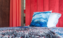 Load image into Gallery viewer, SET QUILT AND 2 DECORATIVE CUSHIONS Flying without obsticles blue