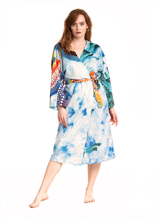 BATHROBE VELVET To the clouds orange