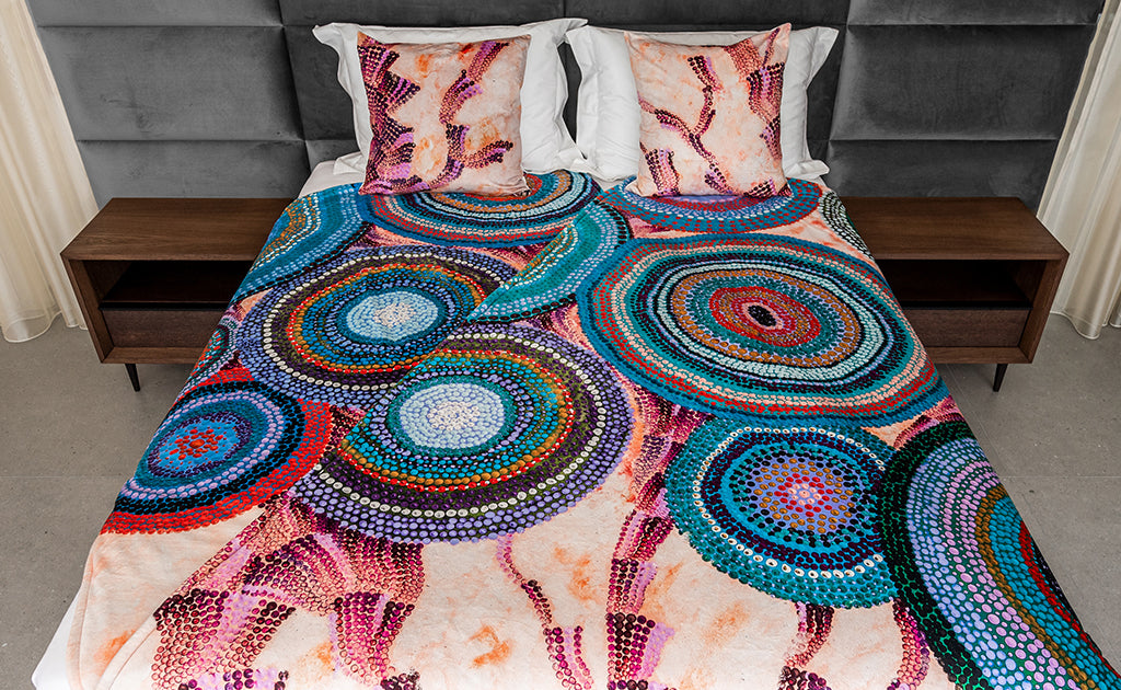 SET QUILT AND 2 DECORATIVE CUSHIONS To the clouds rosa